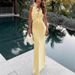 Women's Clothing V Neck Halter Neck Solid Color Dress Slim Three Dimensional Lace Decoration Female 8143_ecoleips.com