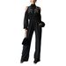Women's Black Embroidered Jumpsuit European American Style Long Sleeve Wide Leg Elegant Sophisticated Cool Shoulder Romper_ecoleips.com