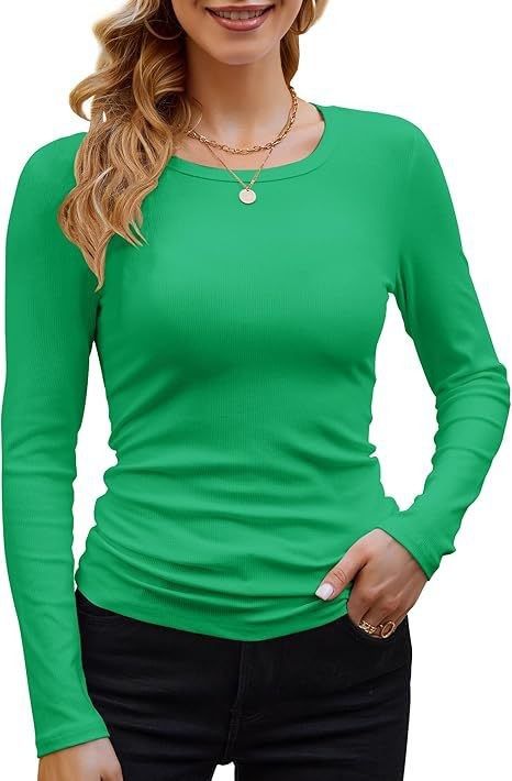 Women's Clothing Basic Round Neck Long Sleeve T-Shirt 2026 New Style Solid Color Ribbed Rayon_ecoleips.com