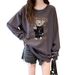 European Style Women's Thick Crew Neck Sweatshirt Fleece Lined Loose Fit Petite for Spring Autumn Winter 2023 Hot Selling_ecoleips.com