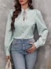 Verve 2025 Women's Fashion Autumn Winter New V-neck Tie Button Striped Long Sleeve Shirt_ecoleips.com