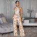 Women's Clothing Women's Sleeveless Halter Neck Jumpsuit Printed Belt Style Top For Formal & Casual For Women_ecoleips.com