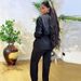 Women's Clothing High End Women's Suit Waist Shirt Trousers Black Two Piece Suit_ecoleips.com