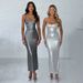 Sexy Shiny Patent Leather Slim Bodycon Maxi Dress Women Sleeveless Backless Skinny Long Dress Elegant Club Party Vestidos_ecoleips.com