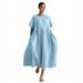 Aria Basics Aria Basics Spring Summer European And American Independent Station Large Swing Dress Cross-border Women's Clothing Cotton Linen_ecoleips.com