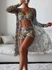 Women's High Waist Bikini Set With Long Sleeve Cover-Up & Drawstring – Sexy Swimwear For Beach & Pool_ecoleips.com