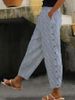Women's Clothing Women's Printed Striped Cropped Pants Buttoned Elastic Waist Fashion For Formal & Casual For Women_ecoleips.com