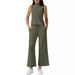 Women's Clothing 2 Piece Vest Short Wide Leg Pants Casual Suit_ecoleips.com
