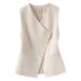 Petite Women's Short Vest Slim Fit Waist Cinching Flattering Outerwear for Spring Autumn 2026_ecoleips.com
