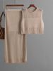 K Slimming Hollow Sleeveless Vest Set, New Knitted Slit Half Skirt Two-piece Set_ecoleips.com