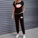 Women's Color Block Trim Casual Suit European American Style Simple Loose Fit Short Sleeve for Spring Summer Autumn_ecoleips.com