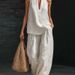 Women's Clothing New Arrival Halter Neck Sleeveless Trouser Set Casual High End Summer Style V Neck_ecoleips.com