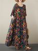 Cotton Summer Vintage Print Dresses For Women 2025 New Casual Loose Long Art Dress Femme Robe Vestidos Elegant Oversize Clothing_ecoleips.com