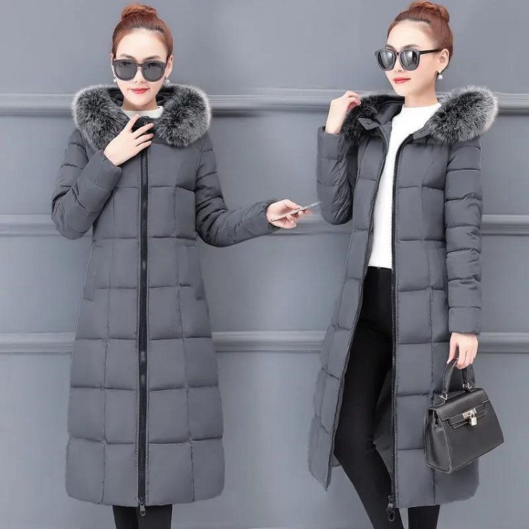 "Knee-Length Winter Coat For Women – Slim-Fit Cotton Parka With Thickened Warmth"_ecoleips.com