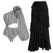 Women’s Ruffle High-Waisted One-Piece Swimsuit – Striped & Sheer Mesh Cover-Up (S-XL)_ecoleips.com