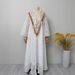 Muslim Dress Women Elegant Embroidered Abaya Dress – Breathable Polyester Chiffon Modest Long Dress With Flared Sleeves (Green, Beige, White, M-Xxl)_ecoleips.com
