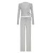 Women's Clothing Sexy V Neck Long Sleeved Y2K Fashion Sexy V-Neck Long Sleeve Top & Casual Pants Set - Stylish & Comfortable Outfit For Everyday Wear_ecoleips.com