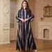 Women's Long Robe Dress Chiffon Embroidered Color Block Style 4170 Muslim Fashion_ecoleips.com