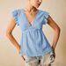 Women's Spring/Summer Fashion: Lace-Trimmed V-Neck Short-Sleeve T-Shirt With Floral Design_ecoleips.com