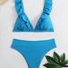 New European And American Split Solid Color BIKINI Swimsuit Women's Sexy Pleated Multi Color Swimming Suit_ecoleips.com
