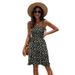 Women's High Waist Slim Fit Dress Printed Bandeau Spaghetti Strap Sexy Casual Dress_ecoleips.com