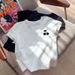 Women's Clothing Slim Fit Short Sleeve T-Shirt Straight Shoulder Fashion Summer New Blue Top_ecoleips.com