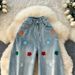 "Women's High Waisted Floral Embroidered Jeans – Light Blue Loose Fit Wide Leg Denim Pants For Petite & Curvy"_ecoleips.com