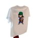 White Short Sleeve T-Shirt for Women Loose Fit round Neck Versatile Cartoon Print Youthful Trendy Summer Top_ecoleips.com
