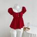 Summer New Korean Style Sweet And Youthful Polka Dot Design Square Neck Button Y2K Slim-fit Dress Wholesale_ecoleips.com