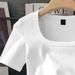 Women's Clothing New Style Square Collar Straight Shoulder Thread Vest Short Sleeve Ladies Spring Summer Autumn New Slim Bottoming Shirt Top_ecoleips.com