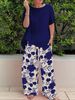 Women's Summer Fashion Loose Printed Pants Set Casual Two Piece Outfit for plus Size Ladies_ecoleips.com