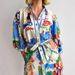 Women's Clothing Linen Casual Printed Shirt Cardigan Lace Up Dress_ecoleips.com
