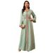Women's Clothing Robe Cross Border Long Sleeved V Neck Dress_ecoleips.com