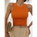 Aria Basics Aria Basics Cross-Border Knitted For Women, European And American Style, Summer 2025, Solid Color, Slim Fit, Ribbed Inner Layer,_ecoleips.com