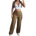 High-Waisted Quick-Drying Loose-Fit Casual Cargo Pants For Women With Wide Legs And American Style Pockets New_ecoleips.com