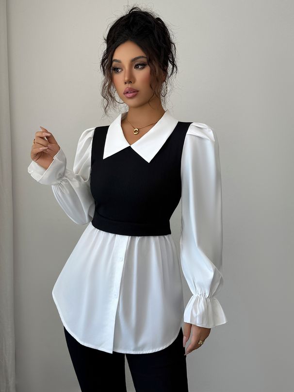 Cross-border European American Elegant Minimalist Style Two-piece Shirt Vest Top Women's Clothing 2025 Autumn And_ecoleips.com