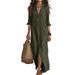 Women's Summer Casual V Neck Maxi Dress Loose Beach Style Linen Feelings Slit Fashion 2026 New Cross Border Resort_ecoleips.com