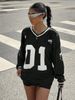 Women's Digital Printed Long Sleeve T-Shirt Color Block V-Neck Pullover Loose Fit American Style Top_ecoleips.com