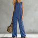 Women's Solid Color Asymmetrical Hem Sleeveless Top And Pants Two Piece Set Summer_ecoleips.com