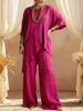 Women's Clothing Summer Women's Two Piece Set Style Cotton Linen Round Neck Sleeve Casual Loose Irregular Hem_ecoleips.com