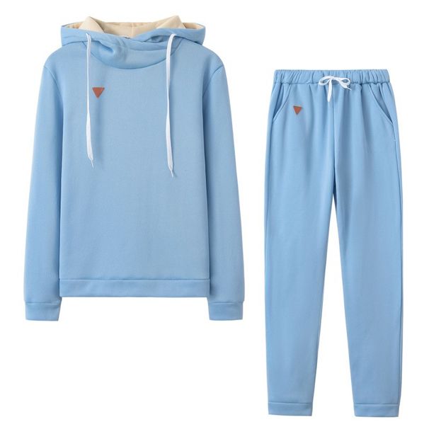Women's Clothing Autumn and Winter Women's Clothing Hot Style Fleece Fashion Leather Badge Long Sleeve Hooded Casual Sports Suit_ecoleips.com