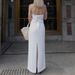 2025 Autumn New Women's Fashion Sexy Two-Piece Set V-Neck Halter Top Low Waist Slit Skirt_ecoleips.com