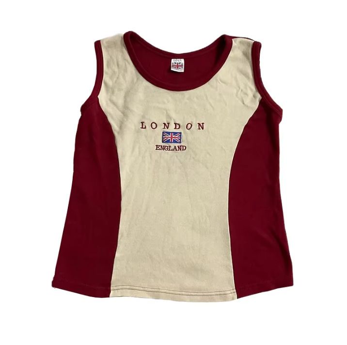 Summer Sexy Girl Flag Embroidered Slim Fit Sleeveless Pullover Short Vest American Street Style New Arrival Women's Top_ecoleips.com