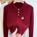 Cozy Bear Print Knit Sweater Women's Casual Long Sleeve Tops Soft Fall Winter Pullover Fashionable Layering Piece_ecoleips.com