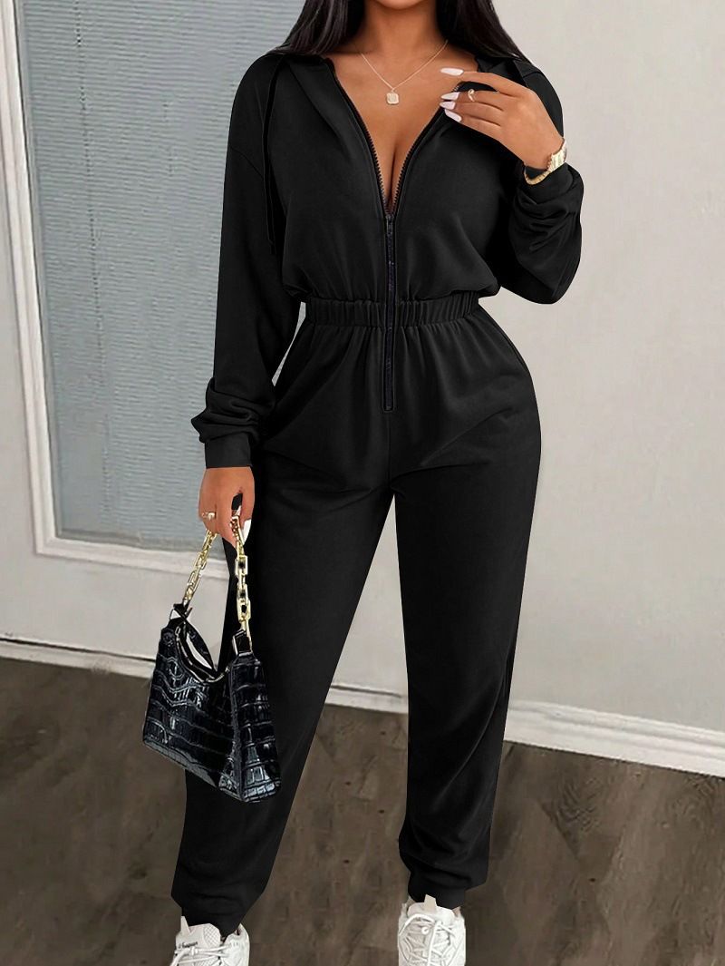 Women's Casual Drawstring Hooded Jumpsuit Autumn/Winter Fashion Romper_ecoleips.com