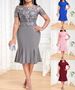 plus Size Patchwork Maxi Dress Embroidered Floral A-Line Skirt Slimming Fit Casual Ankle-Length Summer Cocktail Dress_ecoleips.com