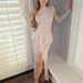 Women's Clothing Spring And Summer New Sexy Backless Ladies Long Skirt Elegant Ruffle Slit Slim Dress_ecoleips.com