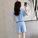Women's Clothing New Loose And Stylish Blue Thin Shorts Running Two Piece Suit_ecoleips.com