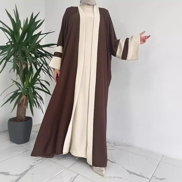 Women's Clothing Muslim Contrast Coat Fashion Solid Color Vest Dress Suit_ecoleips.com