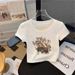 Women's Clothing Pure Cotton Short Sleeve T-Shirt White Round Neck Slim Fit Exposed Belly Button Top Straight Shoulder New Summer Style_ecoleips.com